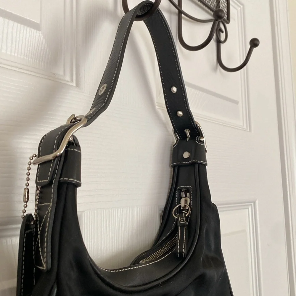 Coach Black Nylon Bag Hobo Vintage Rare Shoulder Handbag Used Y2K